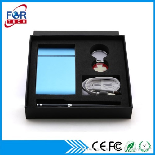 2016 Happy Holidays Gift Set Custom Logo with Power Bank 5000mah,Ballpen,Keychain,2in1 Micro USB Cable for Corporate Gift Memory